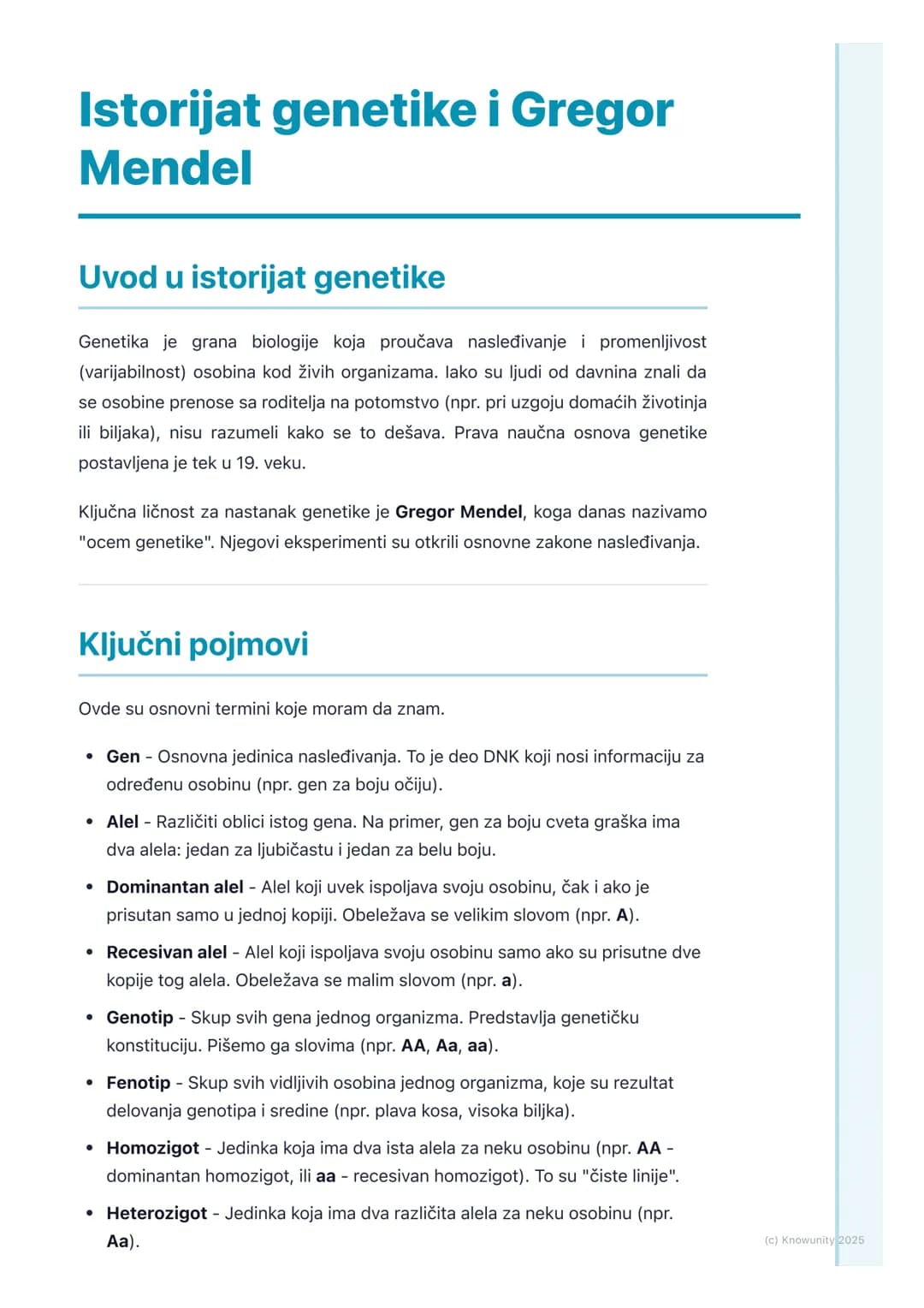 # Istorijat genetike i Gregor
Mendel

Uvod u istorijat genetike

Genetika je grana biologije koja proučava nasleđivanje i promenljivost
(var