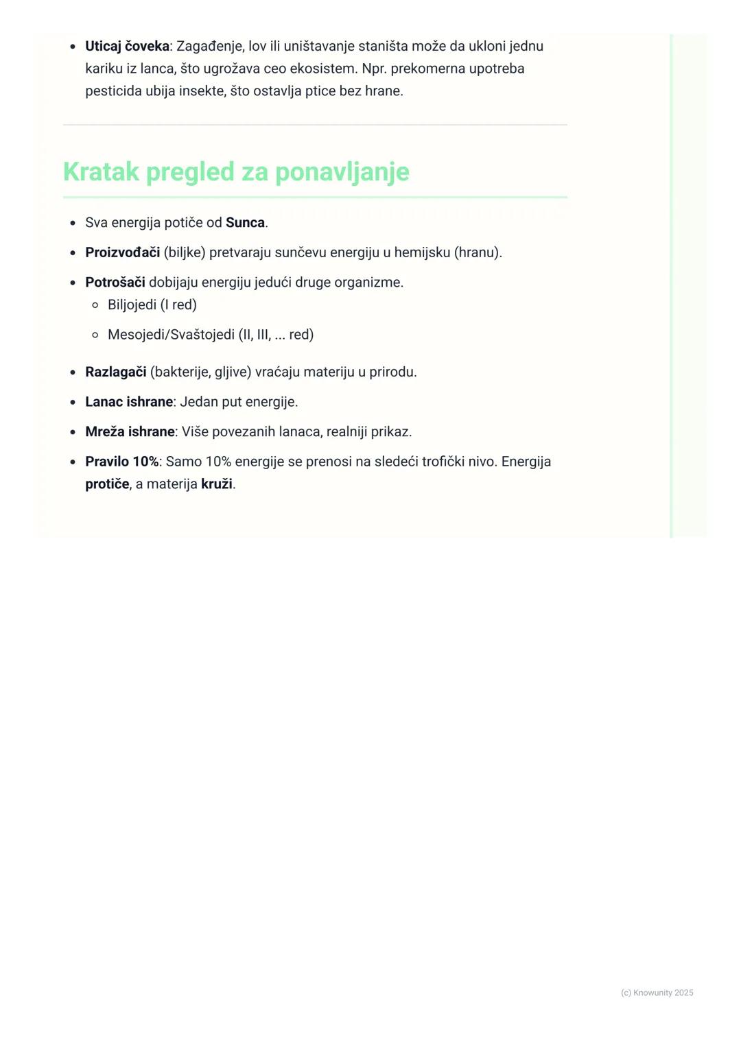 # Lancima ishrane i mreže ishrane

Uvod u lance i mreže ishrane

Odnosi ishrane pokazuju kako energija i materija kruže u ekosistemu. Sva ži