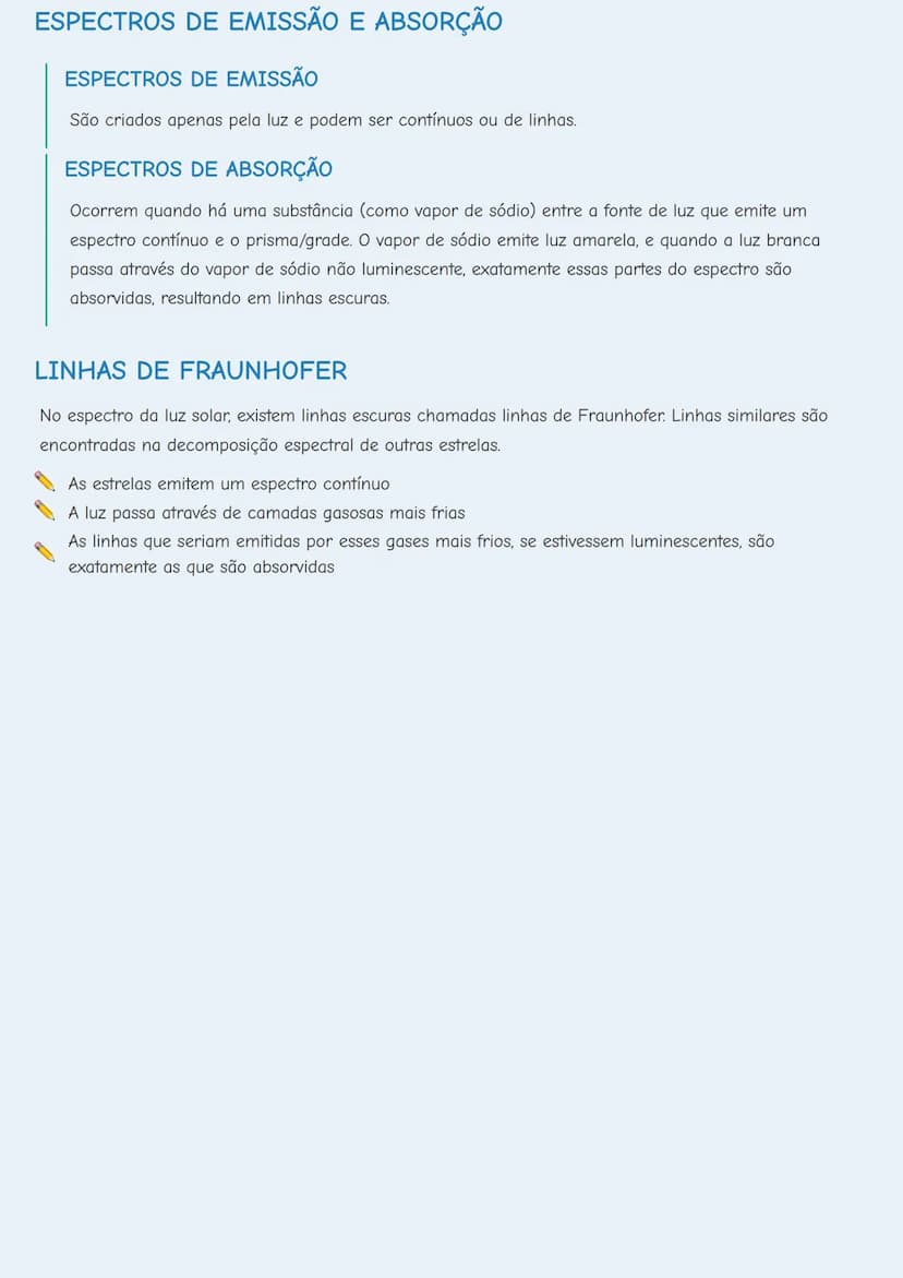 # ESPECTROS DE LUZ

# INTRODUÇÃO AOS ESPECTROS
Espectros são faixas coloridas compostas por luz de diferentes comprimentos de onda e frequên