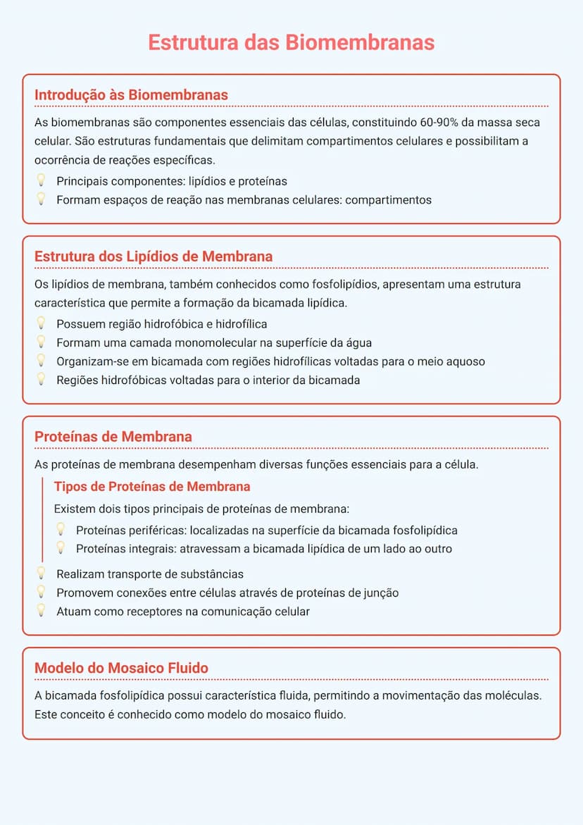 # Estrutura das Biomembranas

# Introdução às Biomembranas
As biomembranas são componentes essenciais das células, constituindo 60-90% da ma
