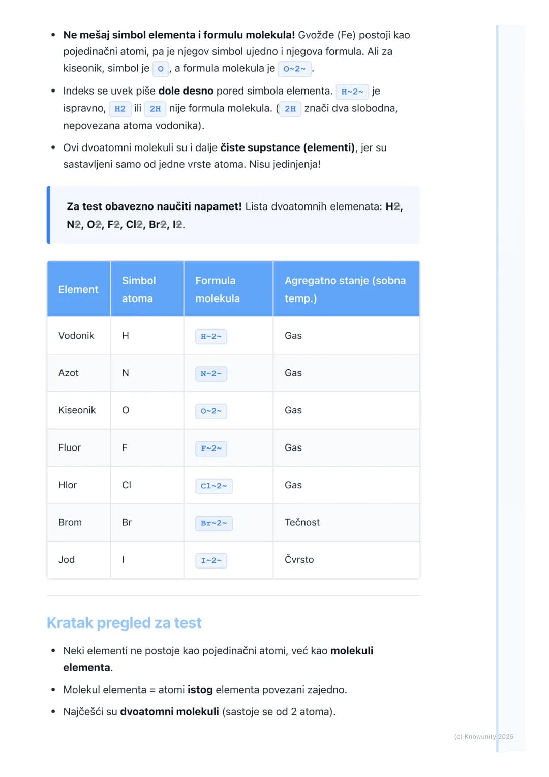 # Elementi koji se javljaju kao
molekuli

Uvod u molekule elemenata

Nisu svi hemijski elementi u prirodi sastavljeni od usamljenih, pojedin