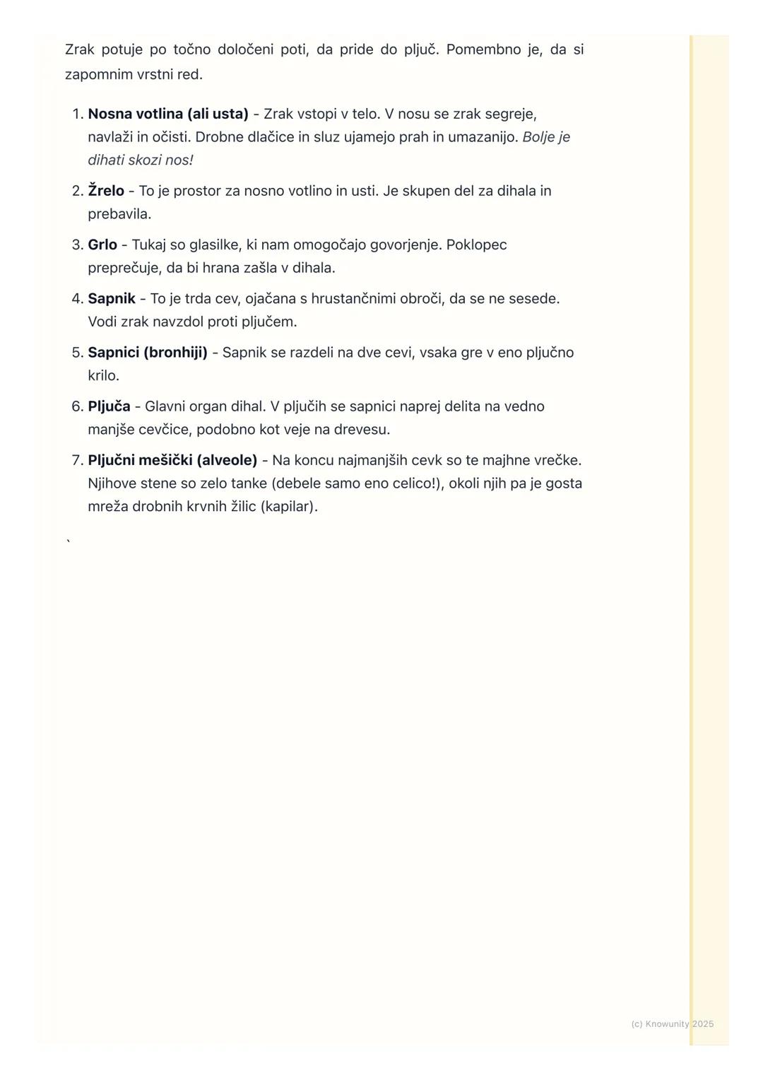 # Dihala

## Uvod v dihala

Dihanje je nujno za življenje. Brez hrane lahko zdržimo nekaj tednov, brez vode
nekaj dni, ampak brez zraka samo