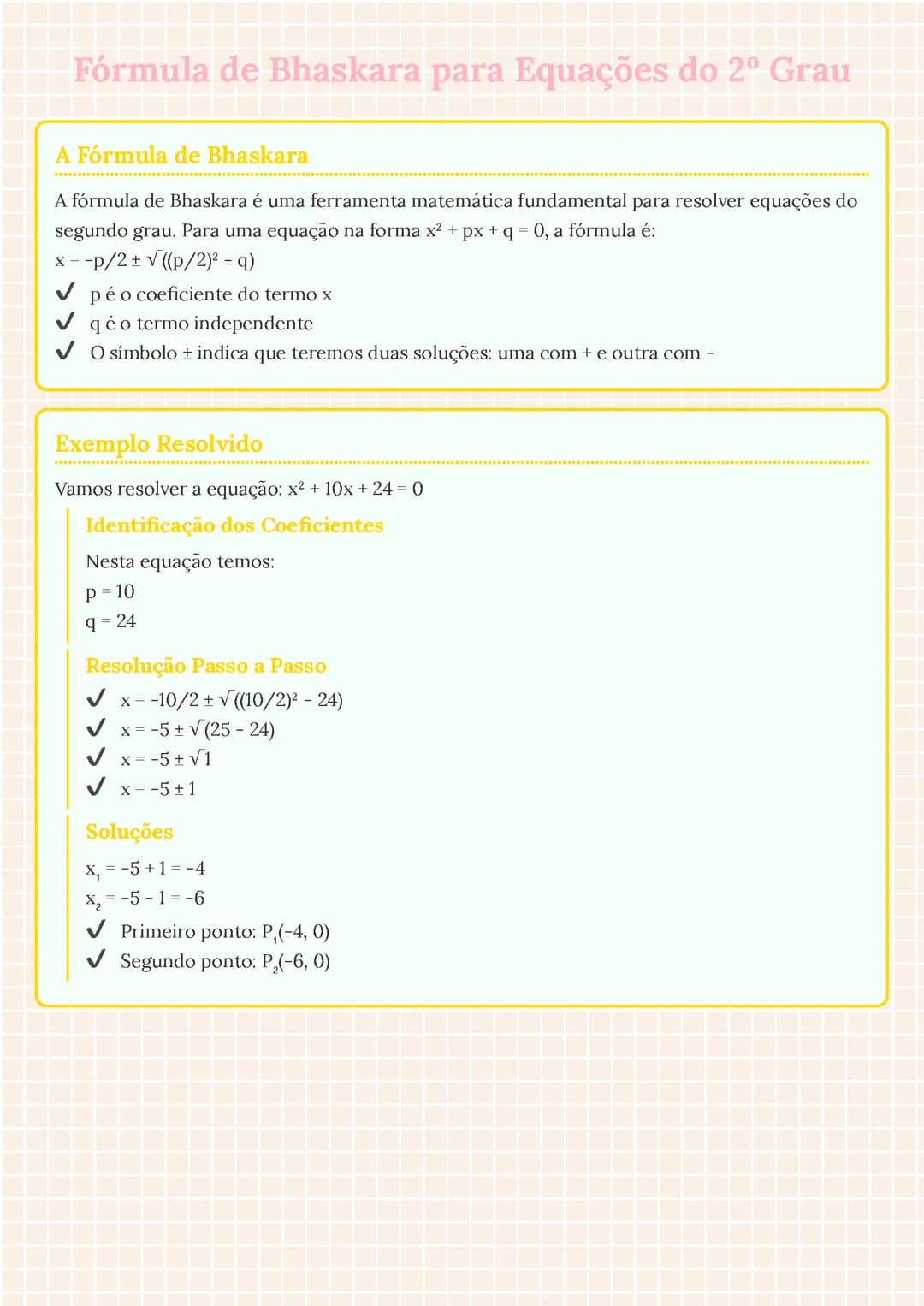 Fórmula de Bhaskara para Equações do 2º Grau