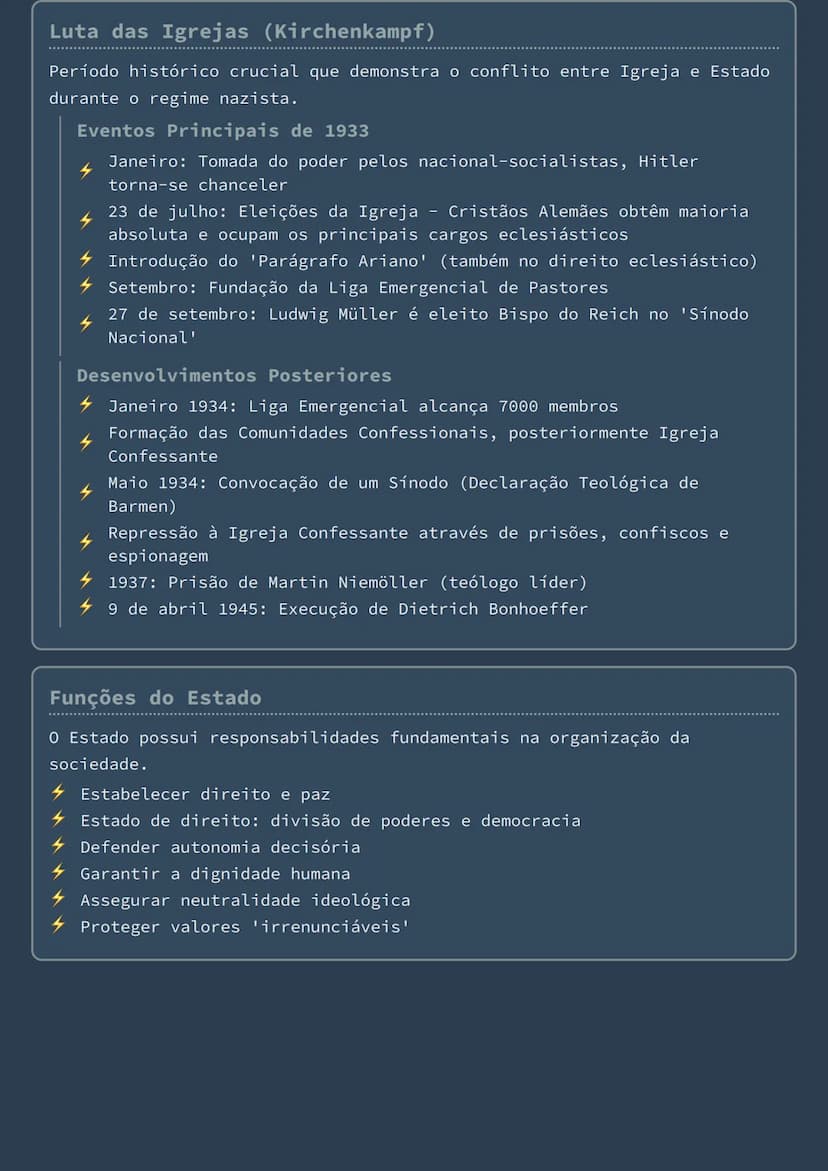 --- OCR Start ---
Relação entre Estado e Igreja
Funções da Igreja
A Igreja possui papéis fundamentais na sociedade, que se manifestam
atravé