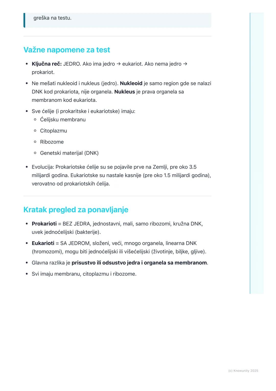 # Prokariotska i eukariotska
ćelija

## Uvod u tipove ćelija

Sva živa bića su izgrađena od ćelija, ali nisu sve ćelije iste. Postoje dve
os