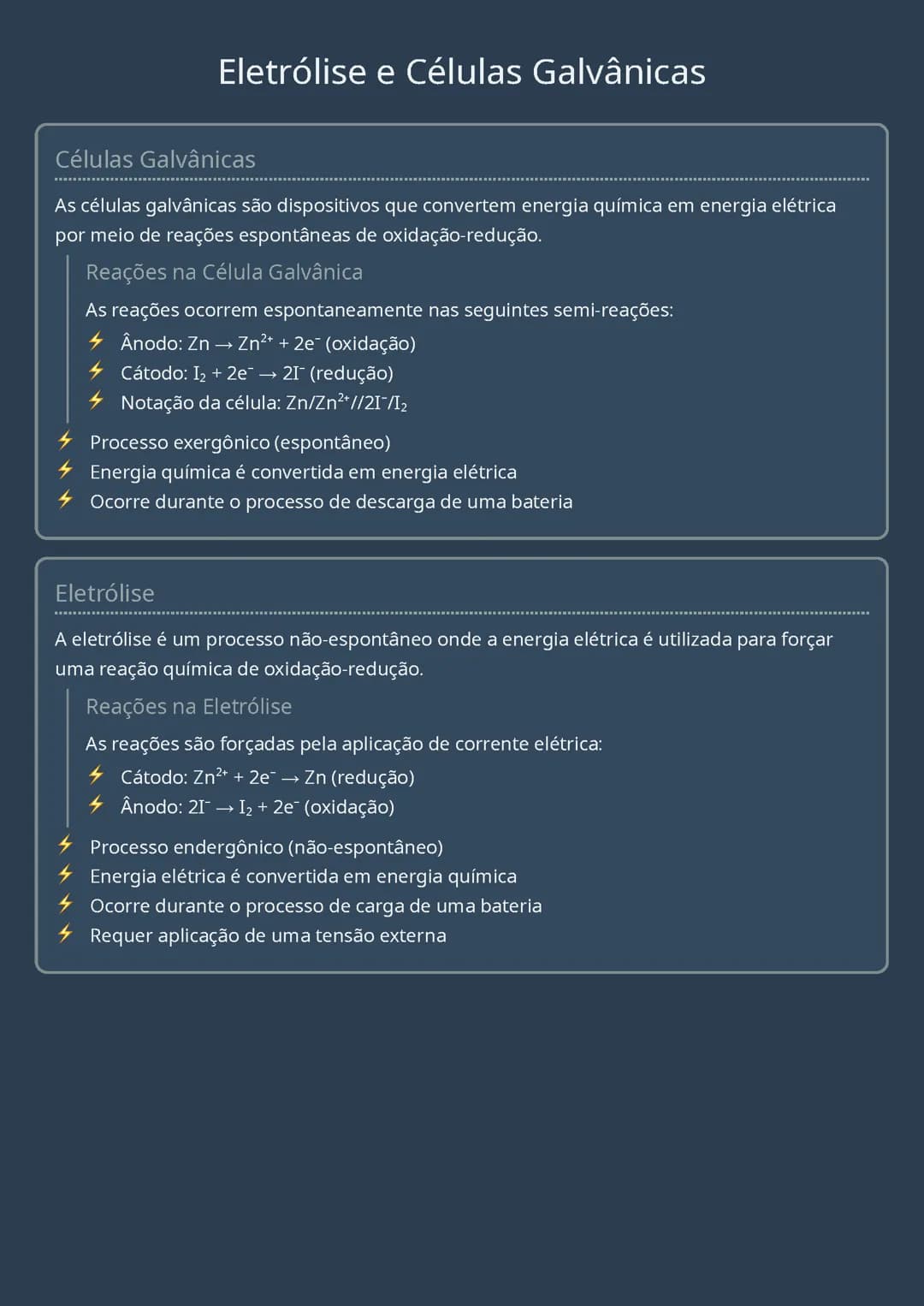 Eletrólise e Células Galvânicas