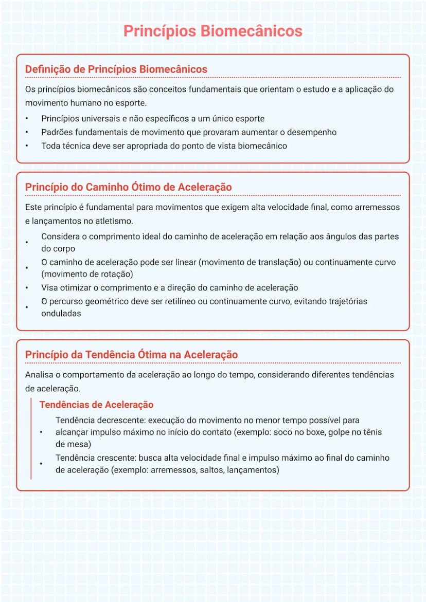 # Princípios Biomecânicos

## Definição de Princípios Biomecânicos

Os princípios biomecânicos são conceitos fundamentais que orientam o est