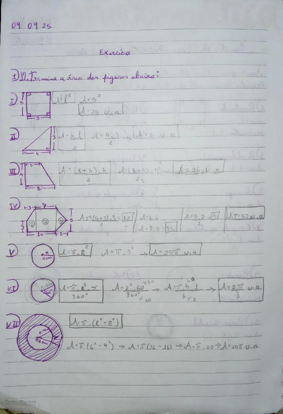 ## Graemetrio planai árca, Perimetro de figuras plomas.

Area: espaço interno delimitado pelas lindas des paligenes.
Perimetro: Compramento 