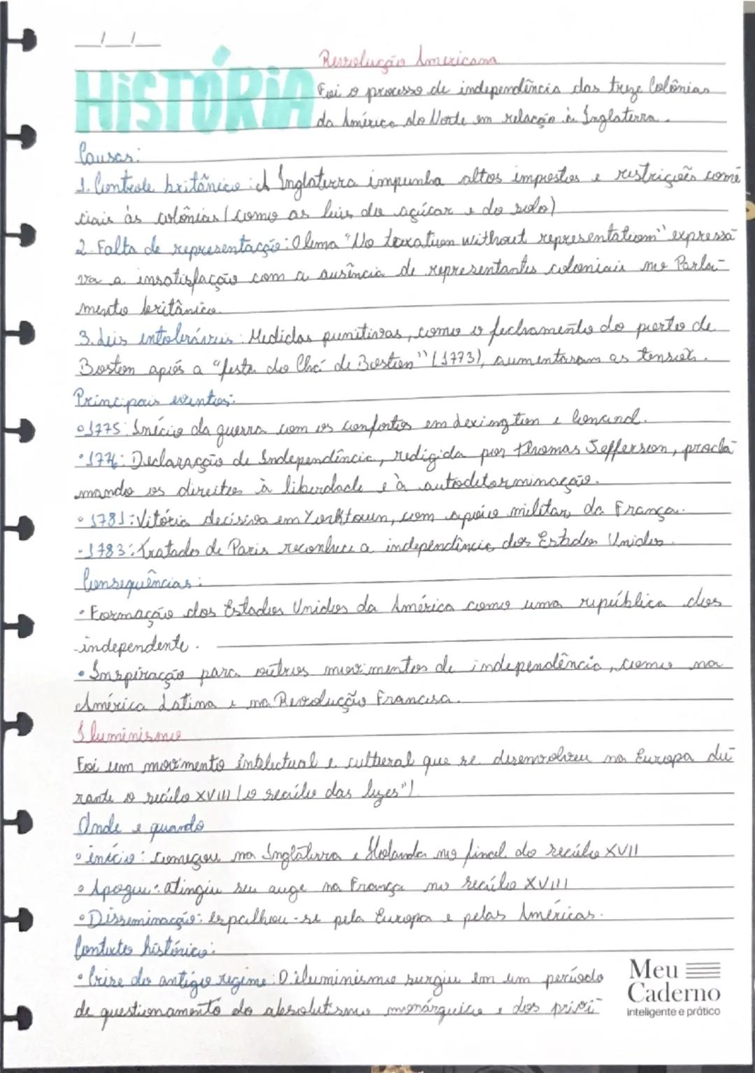 --- OCR Start ---
HISTORIA
Resoluçção Amexicana
Foi o processo de independência das treze Colônias
da América do Norte som relacção in Ingla