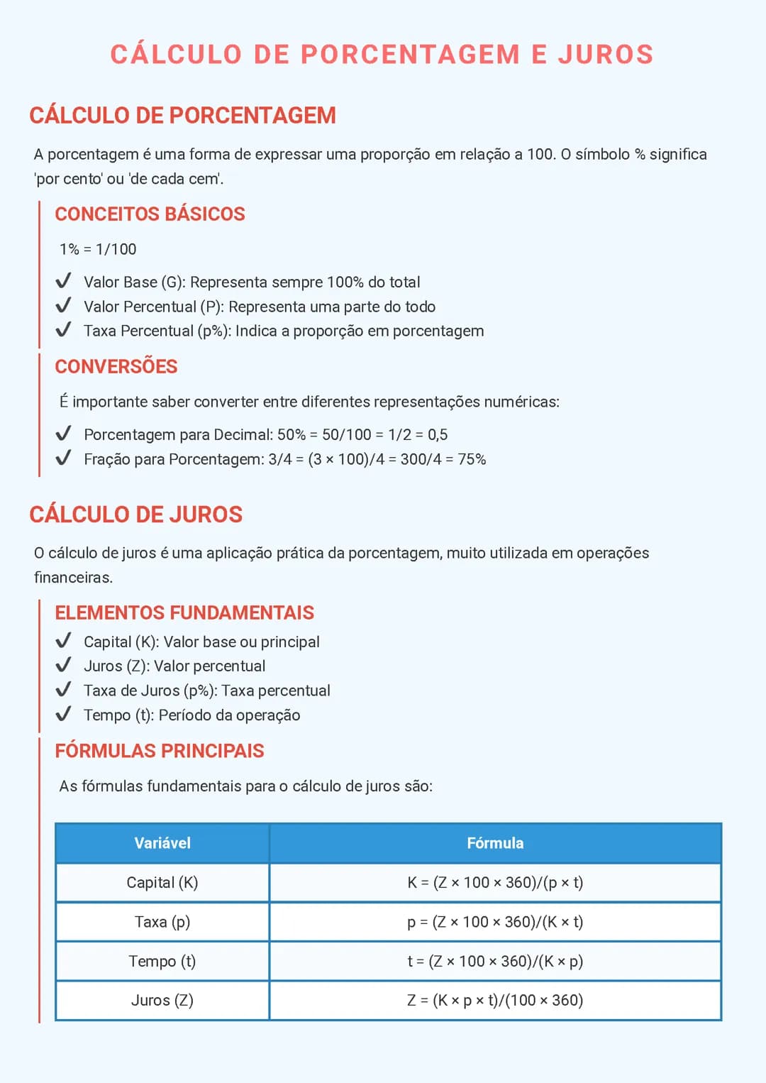 Cálculo de Porcentagem e Juros