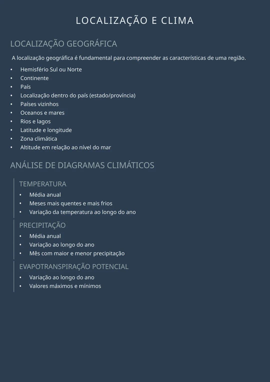 --- OCR Start ---
LOCALIZAÇÃO E CLIMA
LOCALIZAÇÃO GEOGRÁFICA
A localização geográfica é fundamental para compreender as características de u