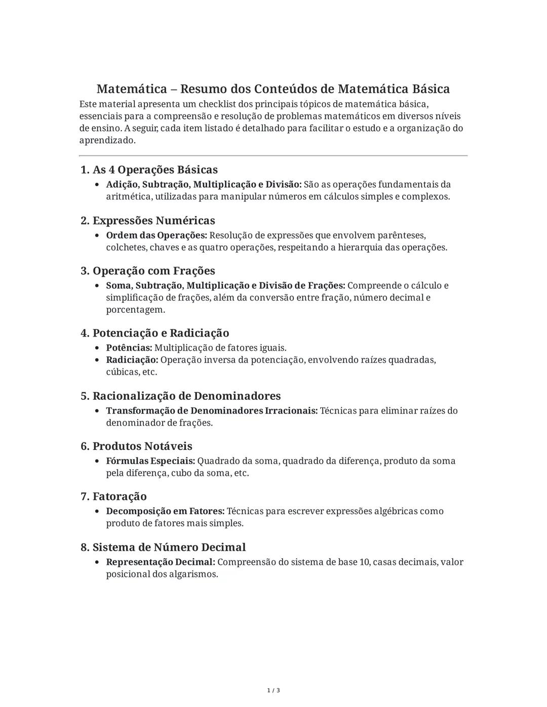 Matemática Básica: Tópicos Essenciais