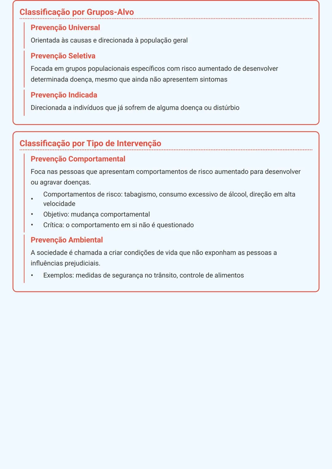 # Prevenção em Saúde

## Definição de Prevenção
Prevenção de doenças refere-se a todas as medidas tomadas para evitar doenças ou combater
se