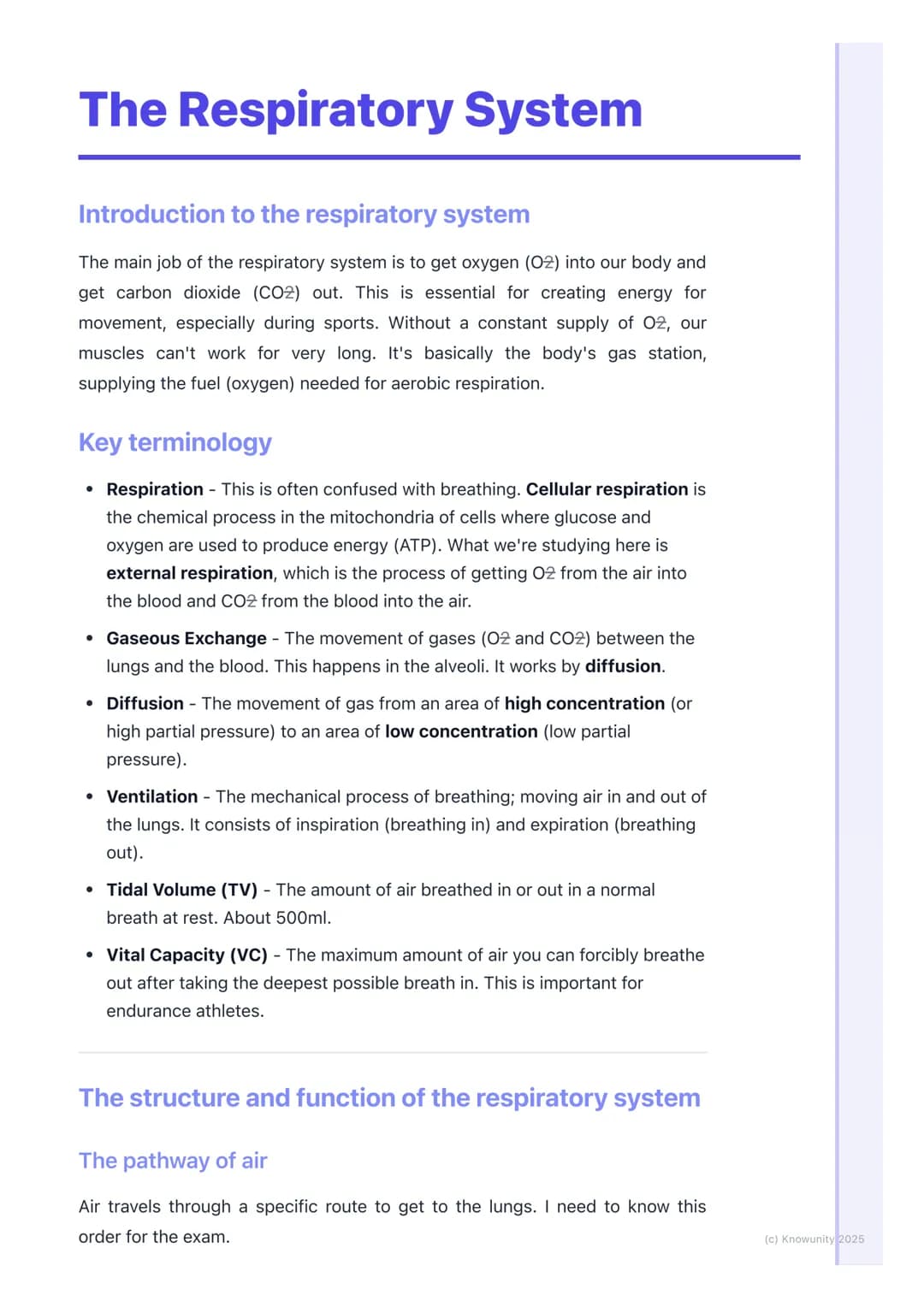 # The Respiratory System

Introduction to the respiratory system

The main job of the respiratory system is to get oxygen (02) into our body