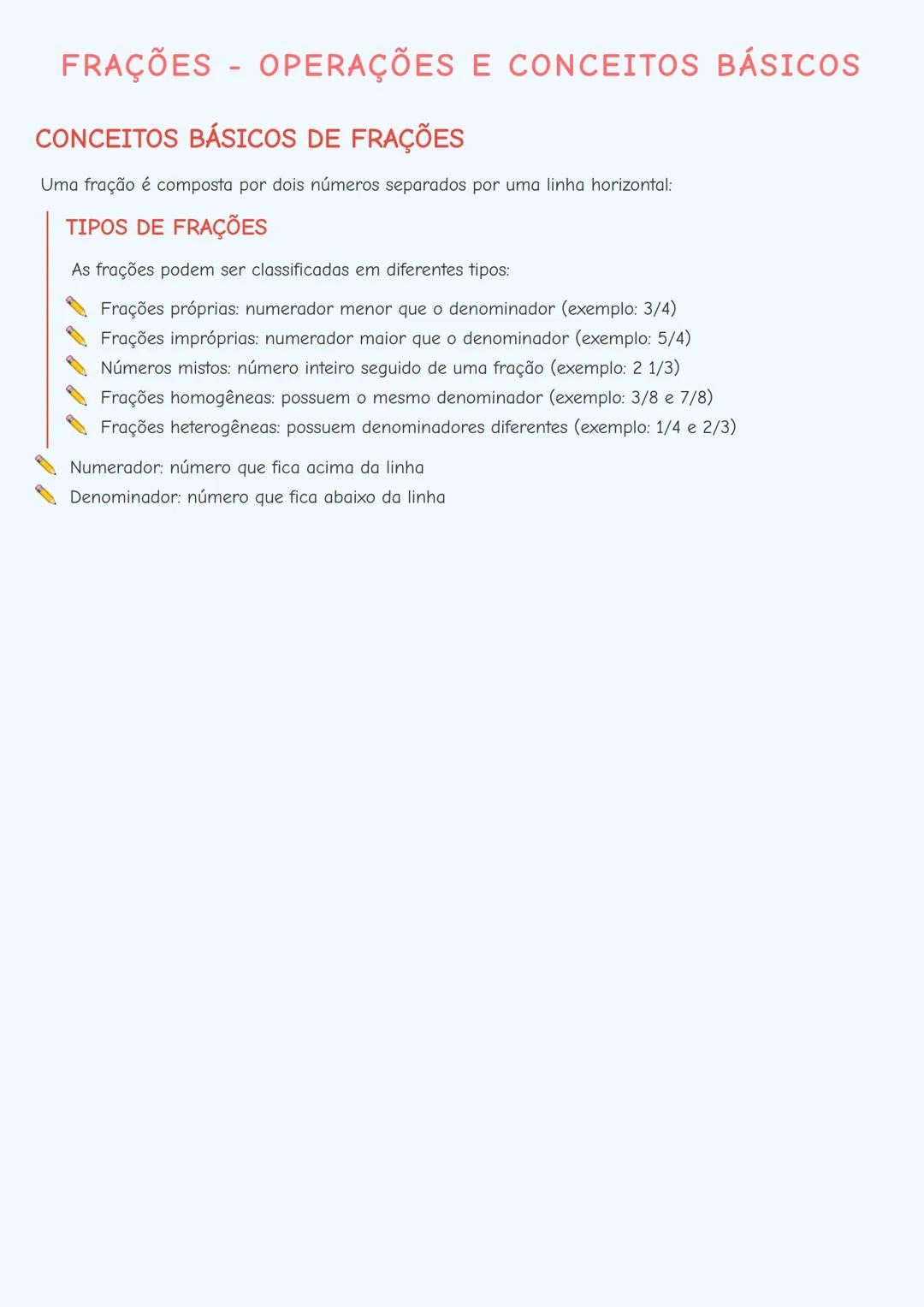 Frações - Operações e Conceitos Básicos