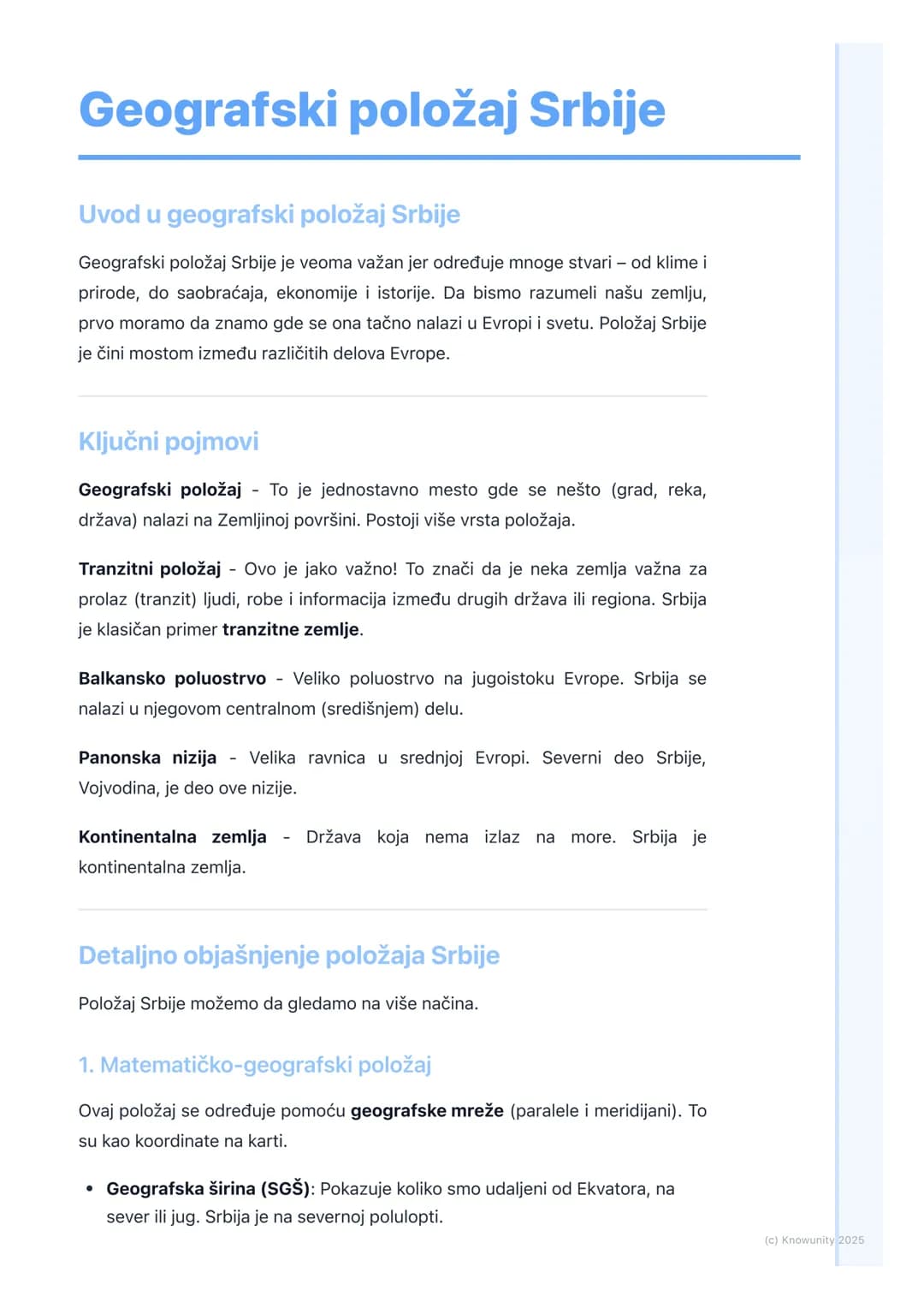 # Geografski položaj Srbije

Uvod u geografski položaj Srbije

Geografski položaj Srbije je veoma važan jer određuje mnoge stvari - od klime