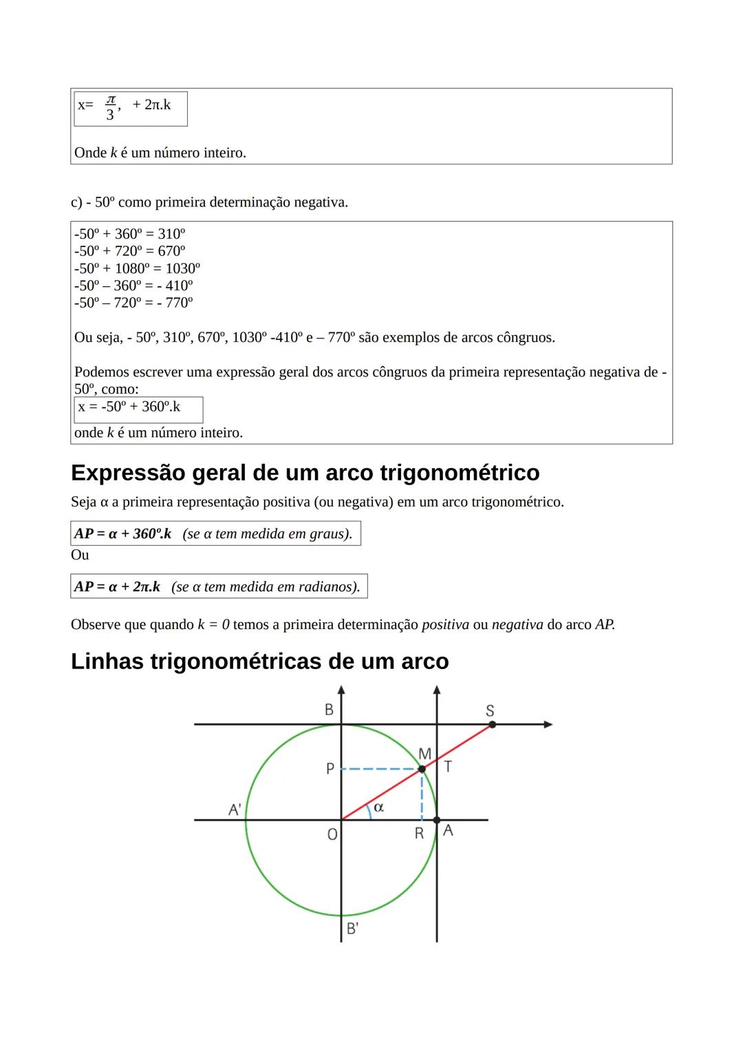 --- OCR Start ---
Analogamente, chamamos de ângulo trigonométrico A\hat{O}P ao conjunto de todos os ângulos de lado
inicial OA e lado termin