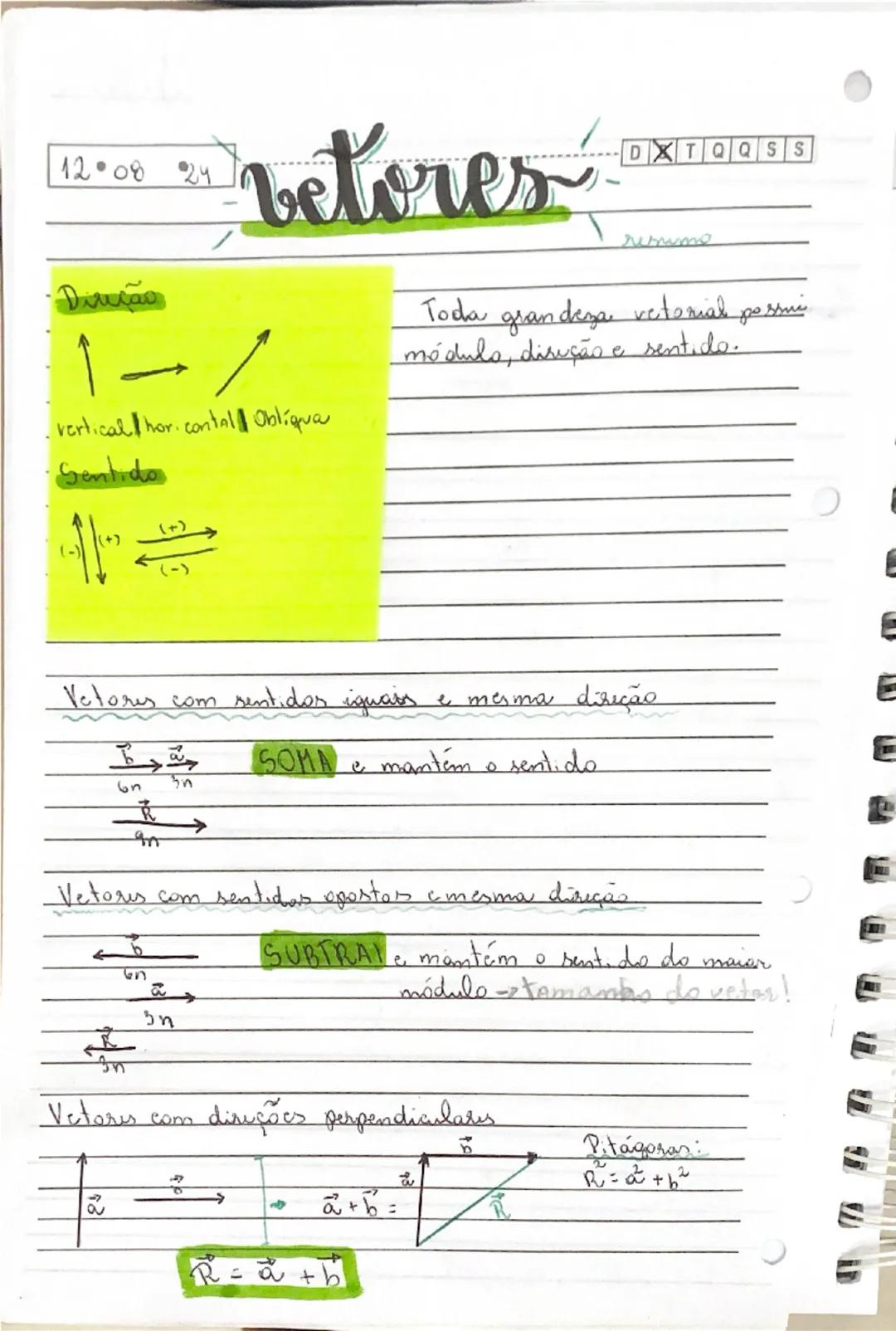 # Vetores

Vetor E' um ente matemático que possui direção, sentido
e módulo (uma seta)

É representado por um segmento de reta orientado (se