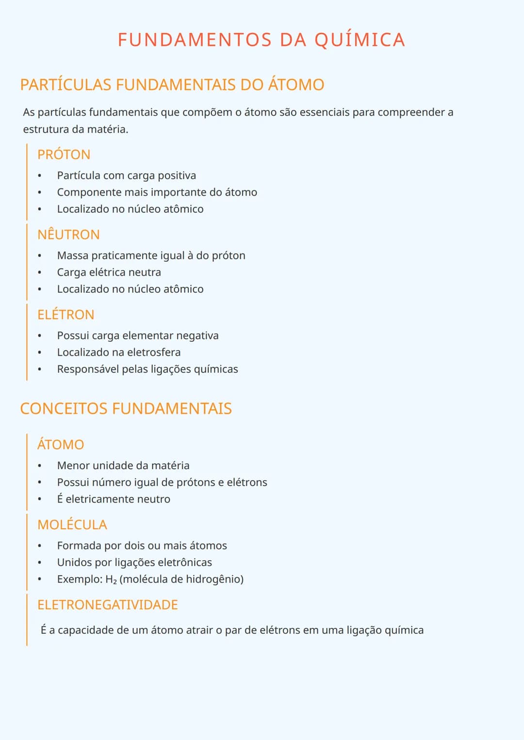 # FUNDAMENTOS DA QUÍMICA

# PARTÍCULAS FUNDAMENTAIS DO ÁTOMO
As partículas fundamentais que compõem o átomo são essenciais para compreender 