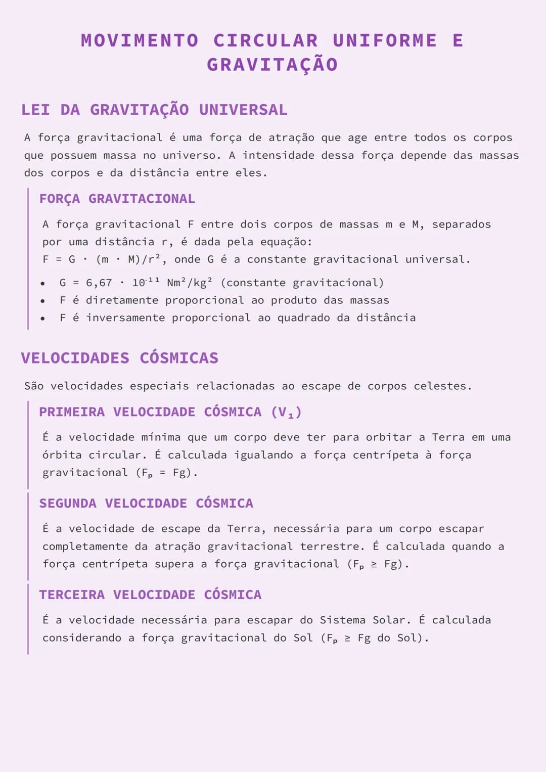 # MOVIMENTO CIRCULAR UNIFORME E
# GRAVITAÇÃO

# LEI DA GRAVITAÇÃO UNIVERSAL
A força gravitacional é uma força de atração que age entre todos