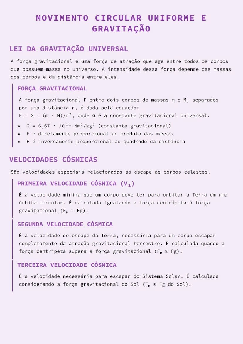 # MOVIMENTO CIRCULAR UNIFORME E
# GRAVITAÇÃO

# LEI DA GRAVITAÇÃO UNIVERSAL
A força gravitacional é uma força de atração que age entre todos