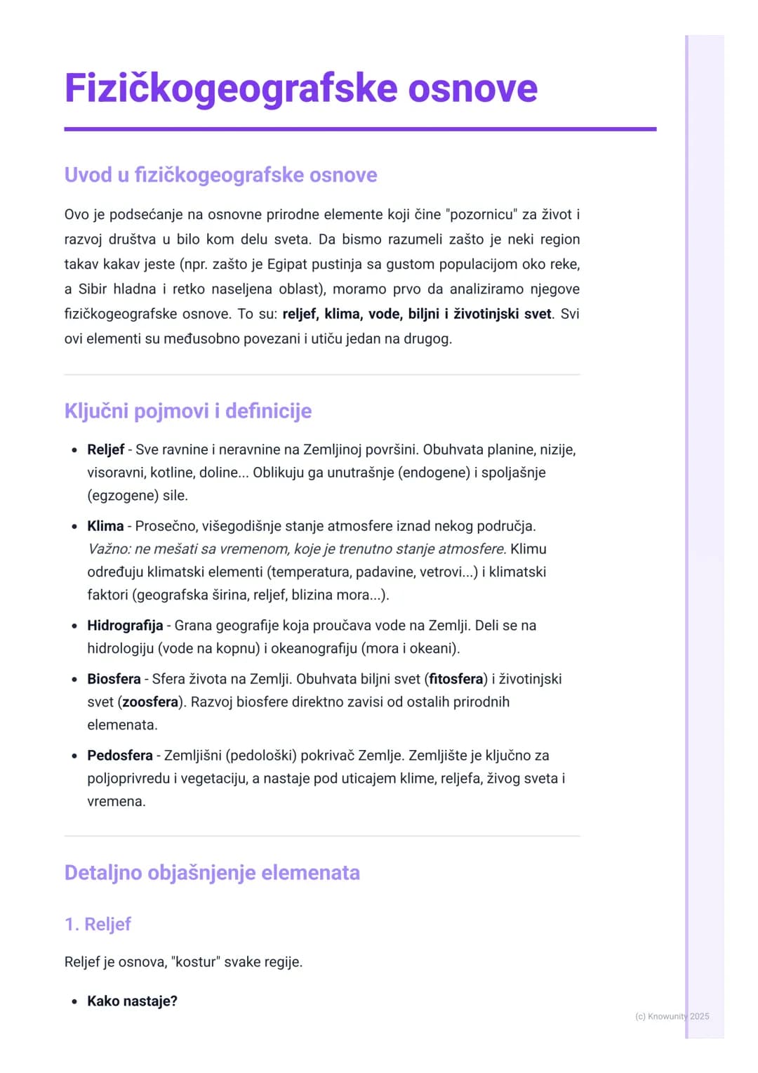 # Fizičkogeografske osnove

Uvod u fizičkogeografske osnove

Ovo je podsećanje na osnovne prirodne elemente koji čine "pozornicu" za život i