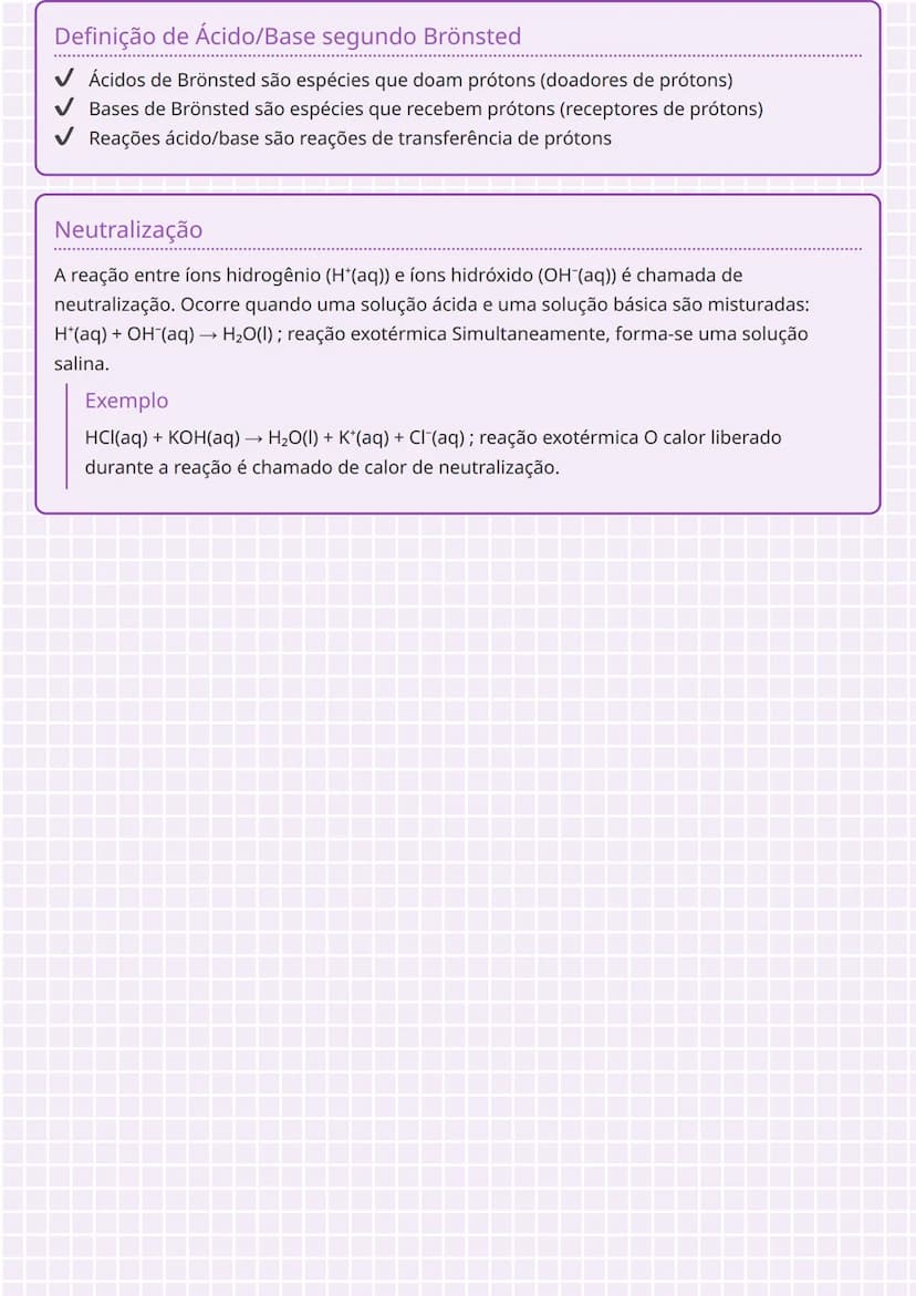 --- OCR Start ---
Definição de Ácido/Base segundo Brönsted
✓ Ácidos de Brönsted são espécies que doam prótons (doadores de prótons)
✓ Bases 