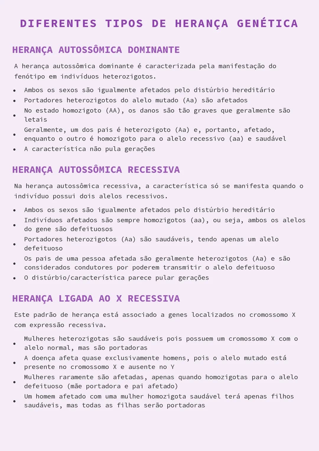 Diferentes Tipos de Herança Genética