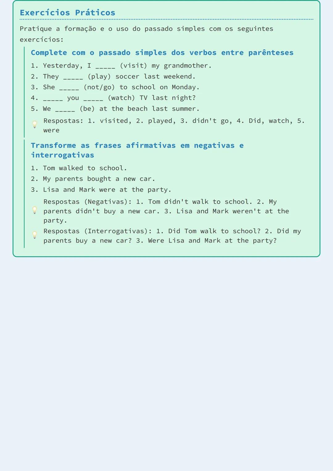 --- OCR Start ---
O Passado Simples (Simple Past)
Introdução ao Passado Simples
O passado simples (simple past) é uma forma verbal usada par