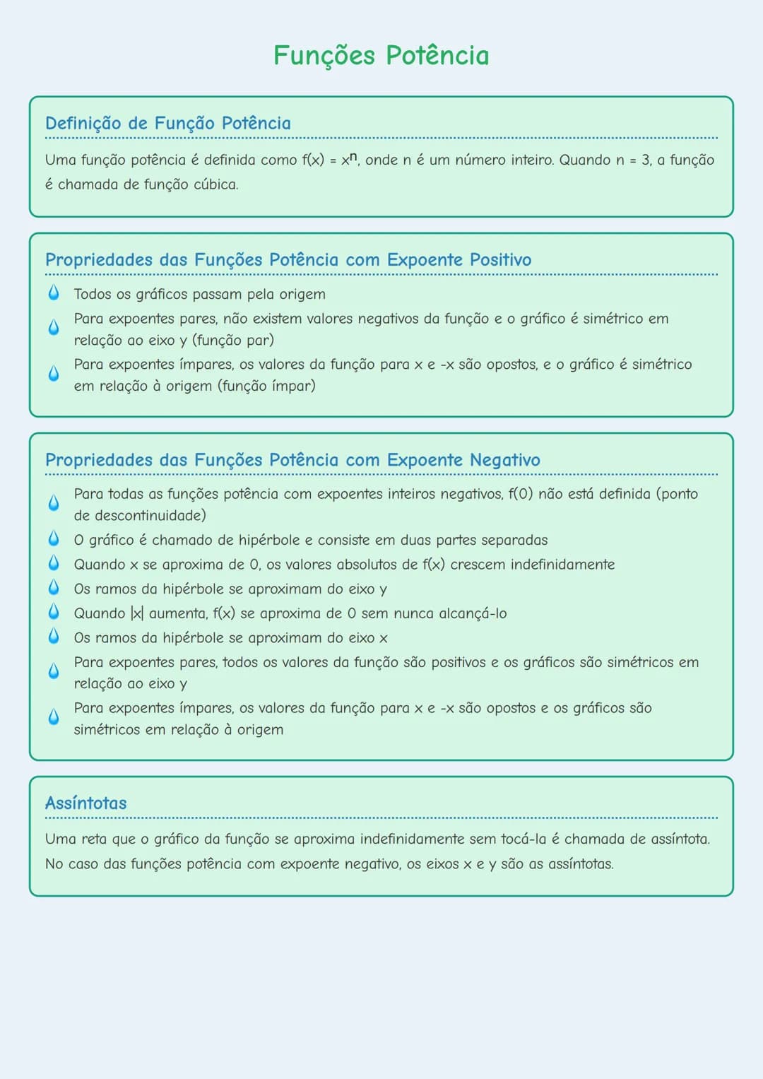 # Funções Potência

# Definição de Função Potência
Uma função potência é definida como $f(x) = x^n$, onde n é um número inteiro. Quando n = 