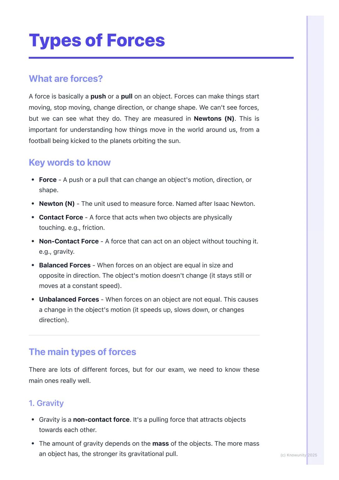 # Types of Forces

What are forces?

A force is basically a push or a pull on an object. Forces can make things start
moving, stop moving, c
