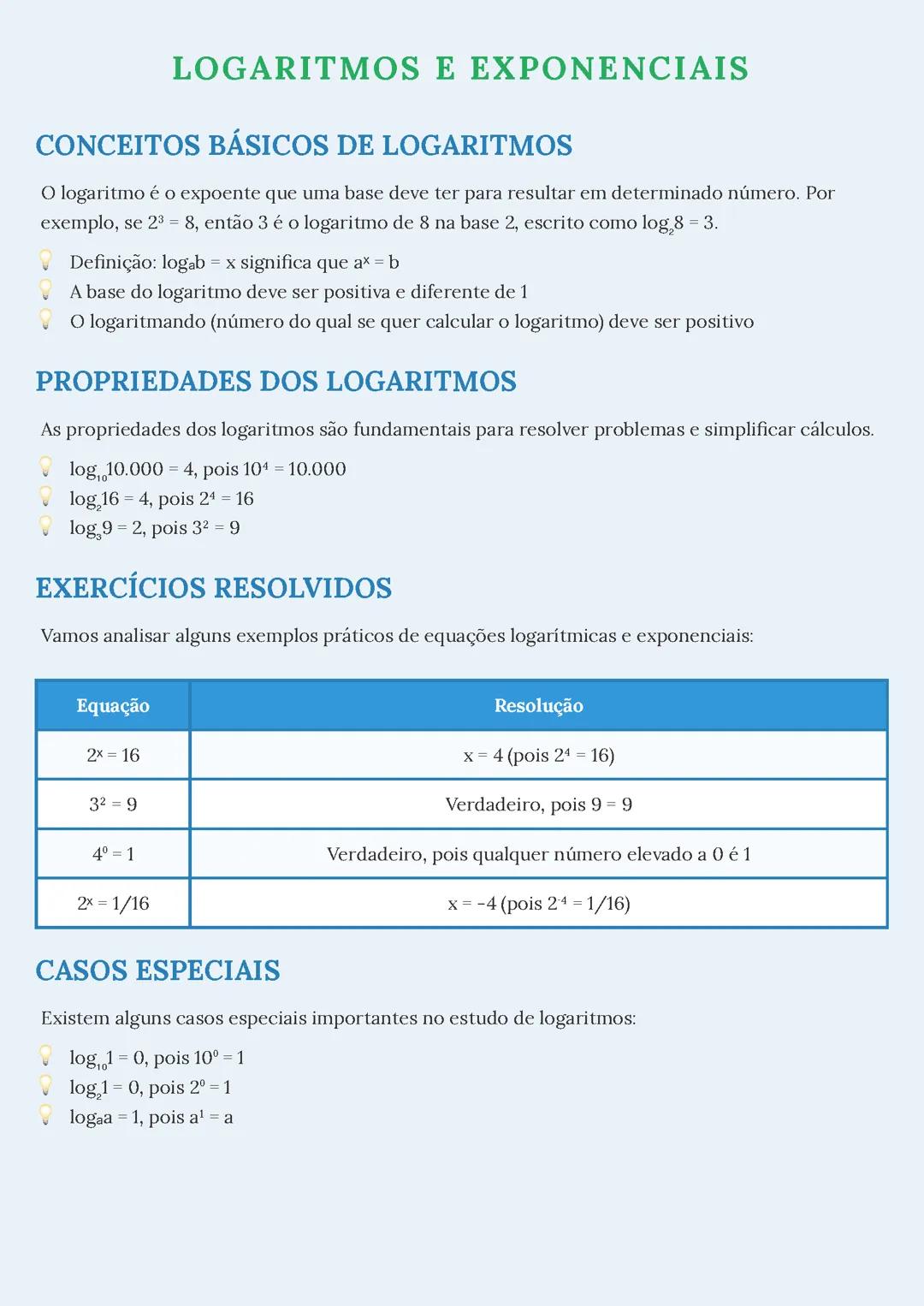 Logaritmos e Exponenciais