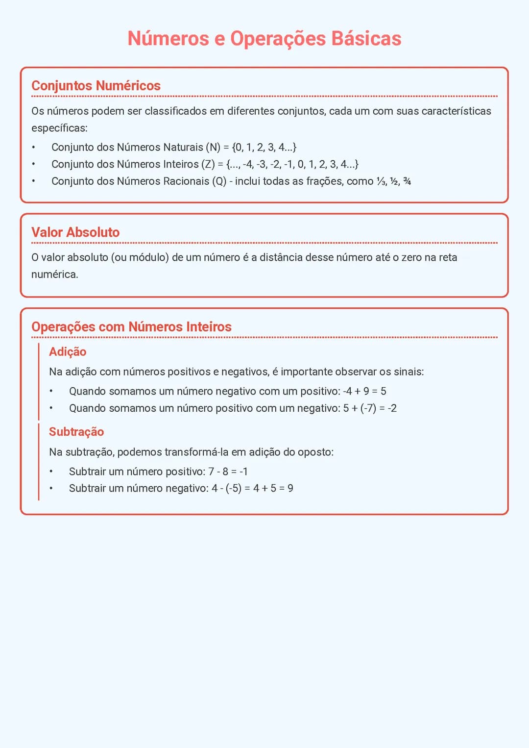 Números e Operações Básicas