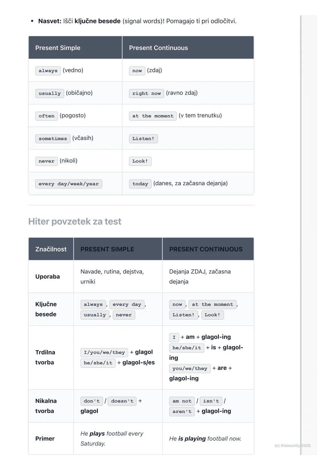 # Sedanjik (Present Simple) in
sedanjik trajni (Present
Continuous)

Pregled sedanjikov: Present Simple in Present
Continuous

To sta dva ča