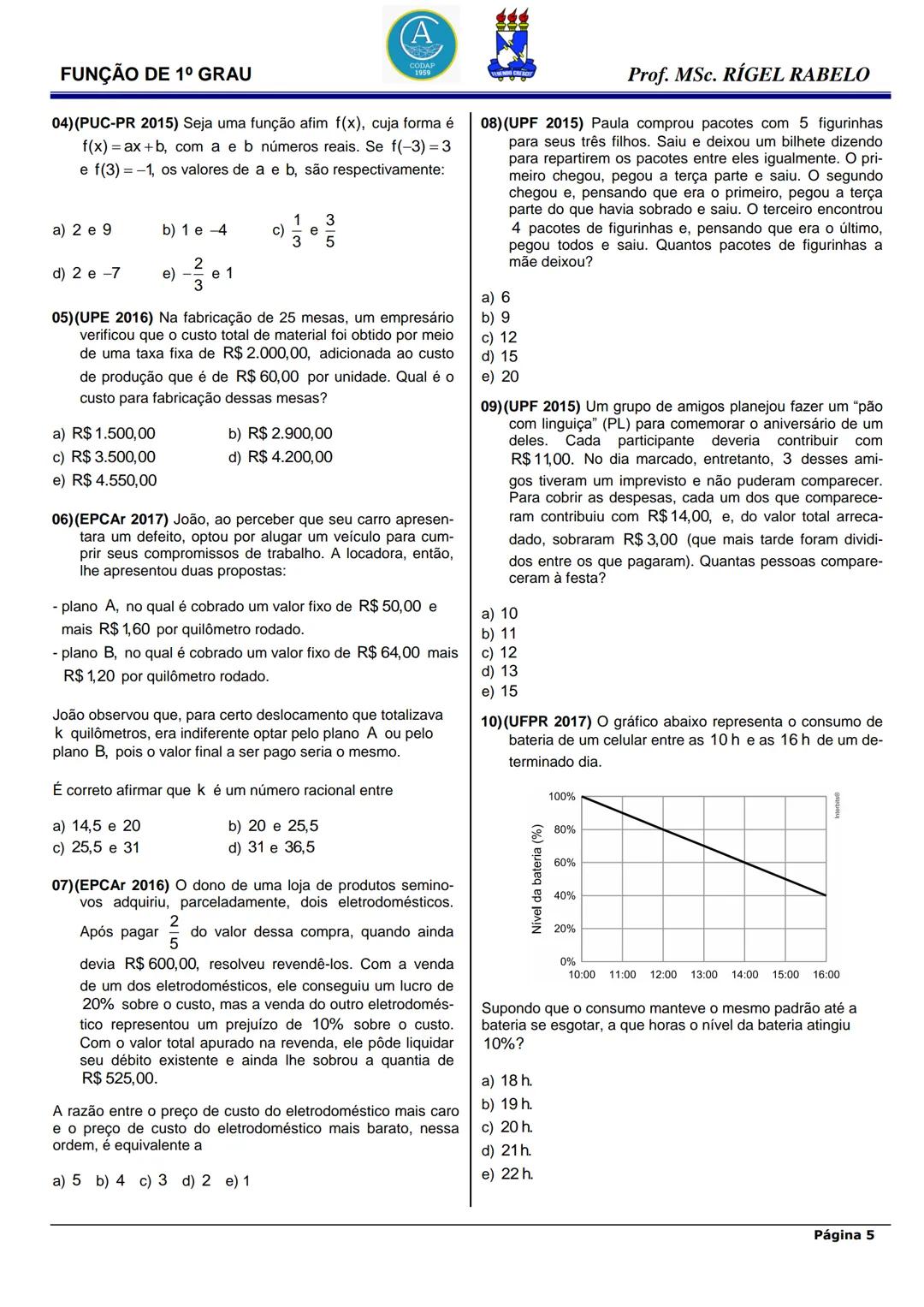 # FUNÇÃO DE 1º GRAU

# FUNÇÃO DE 1º GRAU (AFIM)

1. Definição e conceitos iniciais

➤ Uma função polinomial de 1º grau tem a forma
$f(x)=ax+