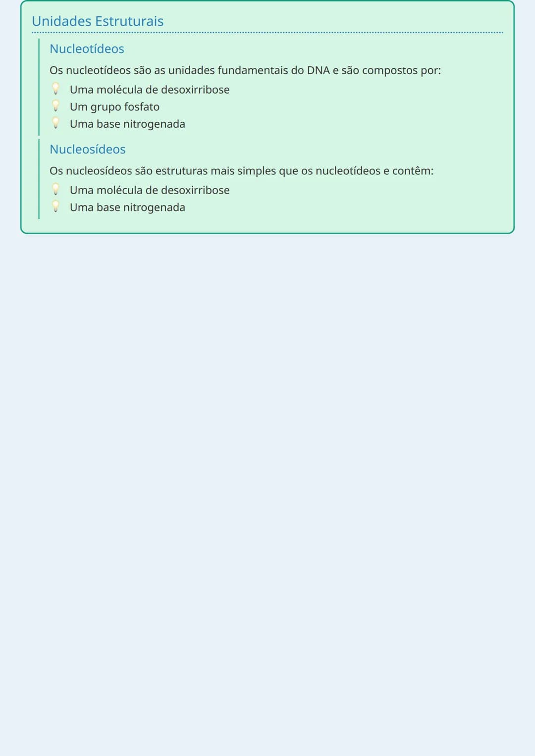 # Estrutura e Composição do DNA

## Composição Básica do DNA
O DNA (Ácido Desoxirribonucleico) é uma molécula complexa formada por diferente