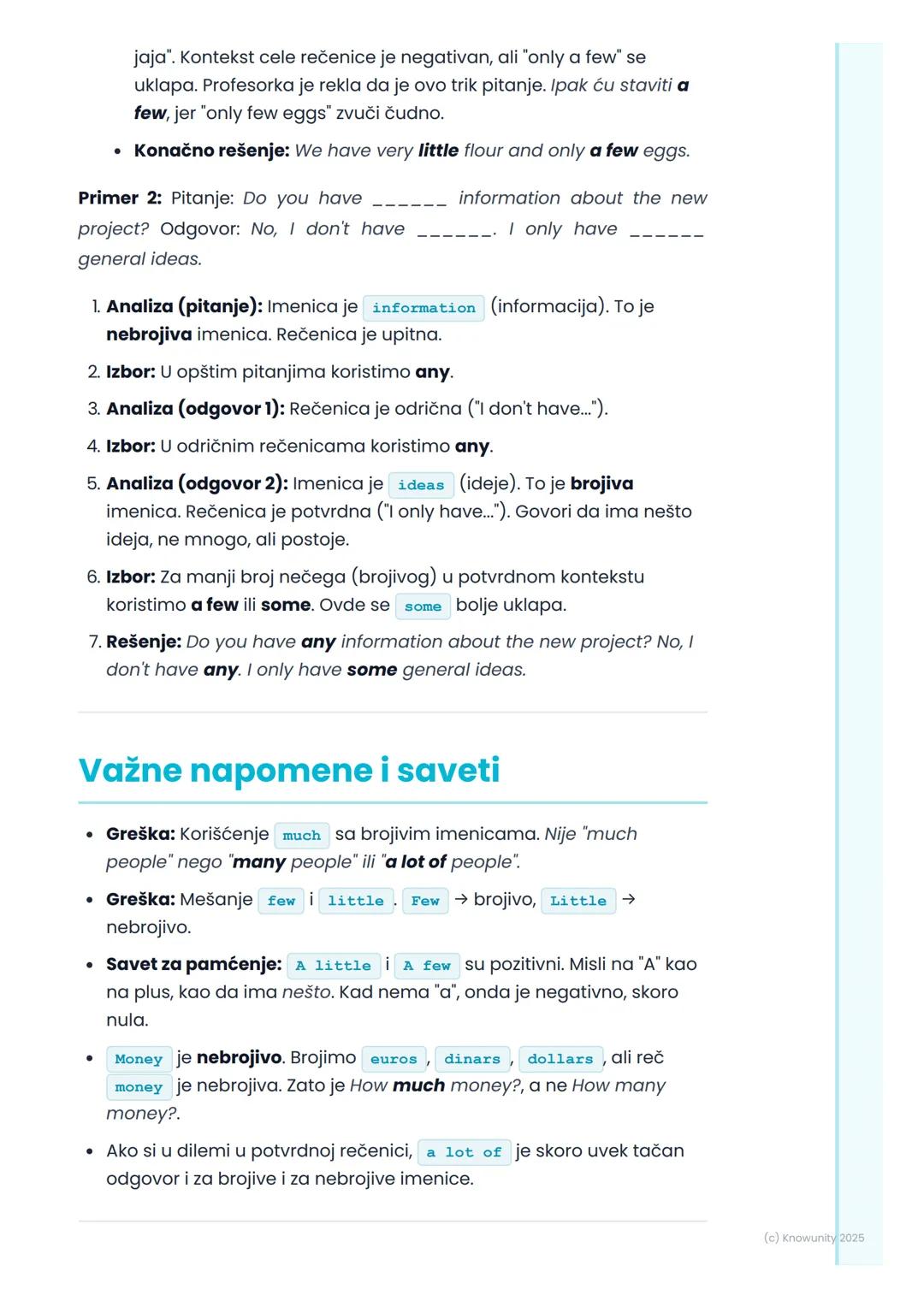 # Kvantifikatori i
determinatori

Uvod u kvantifikatore

Kvantifikatori su reči koje stoje ispred imenica i govore nam o količini ili
broju 