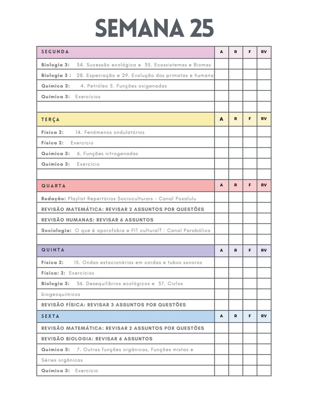*   CRONOGRAMA
*   ENEM 2025

@CRISMEDICINA ESTE CRONOGRAMA É UM PLANEJAMENTO DE
42 SEMANAS, COM INÍCIO NO DIA 6 DE
JANEIRO E TÉRMINO NO DIA
