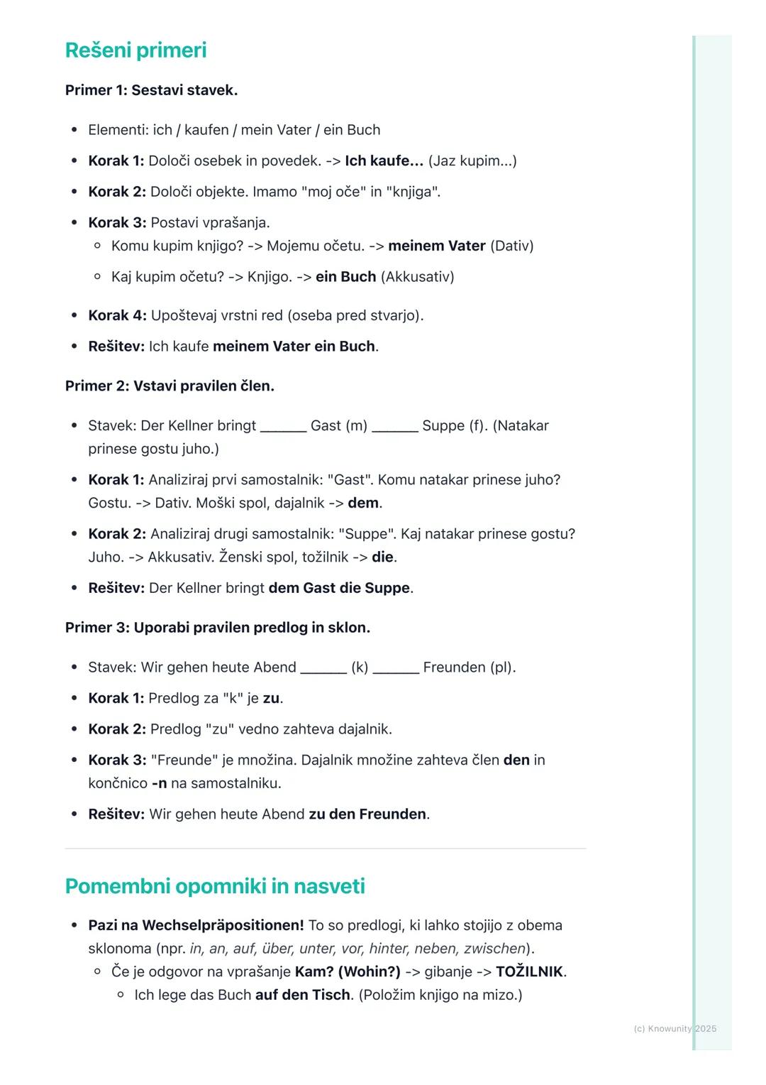 ## 3.5 Tožilnik (Akuzativ) in
Dajalnik (Dativ)

Uvod v tožilnik in dajalnik

Tožilnik (Akkusativ) in dajalnik (Dativ) sta dva od štirih sklo