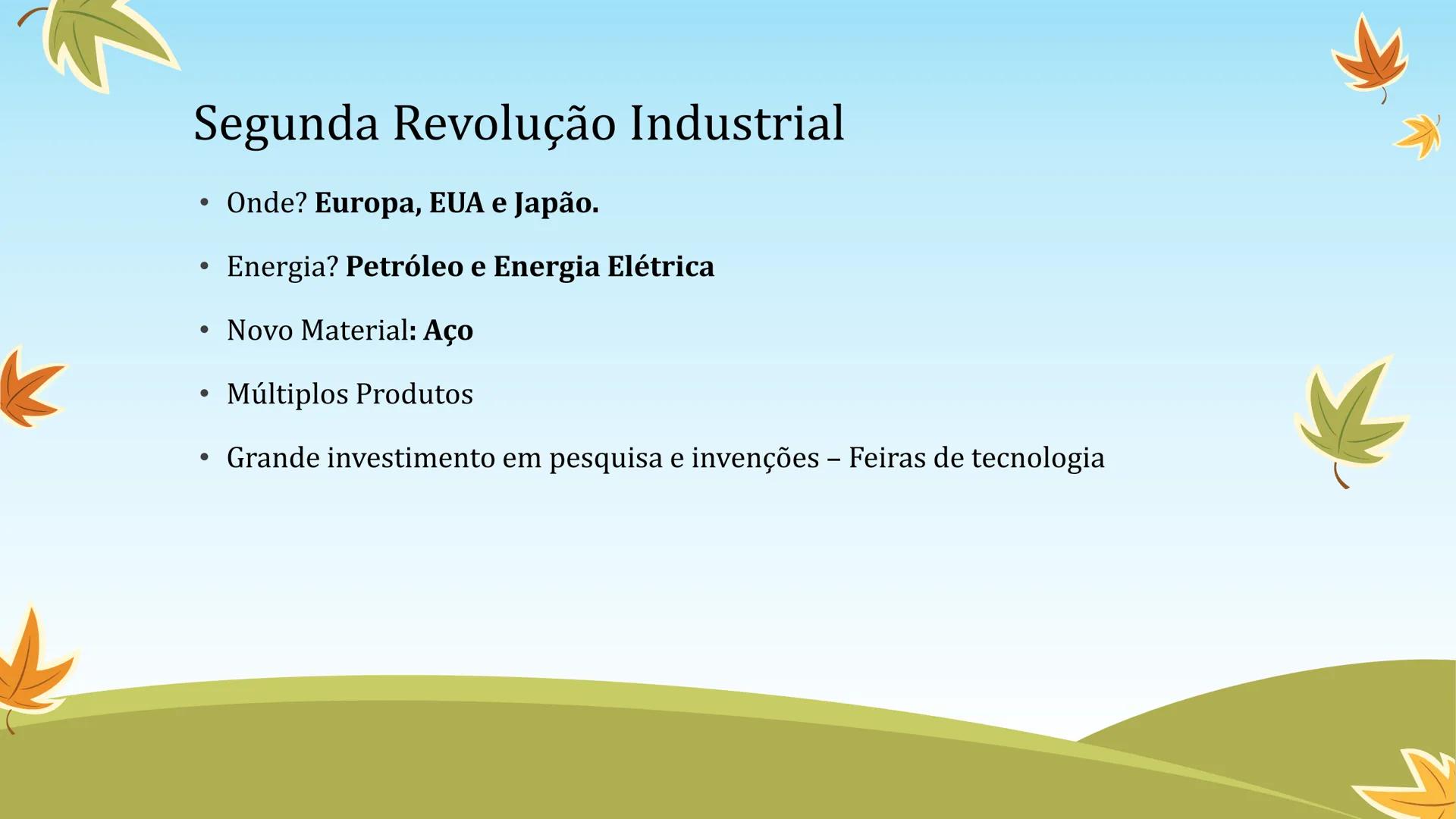 # 8HIS – Revisão Prova 2
3º trimestre
Módulos 12 e 13 # Orientações
• Data: 29/10
• Conteúdos:
• Módulo 12 - Segunda Revolução Industria