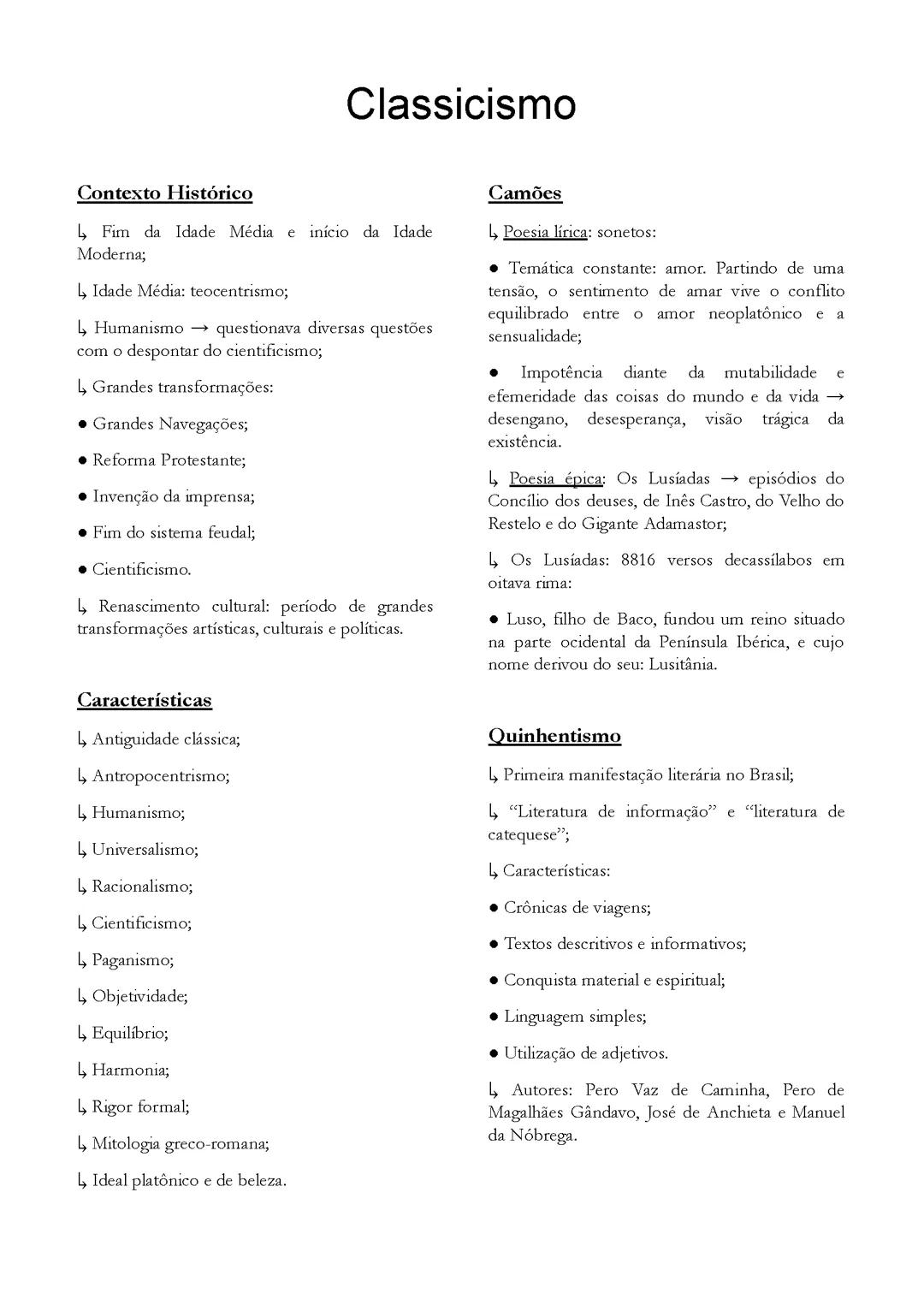 Classicismo e Quinhentismo(Brasil)