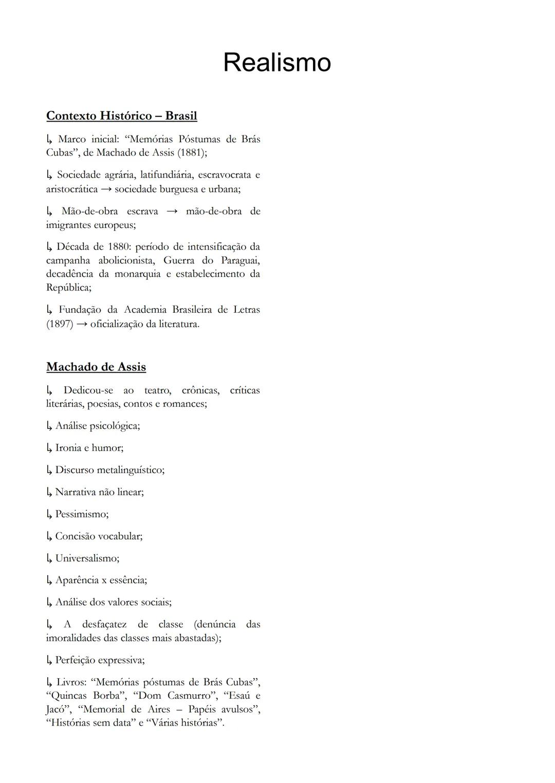 # Realismo
## Contexto Histórico
↳ 2ª Revolução Industrial;
↳ Início da estruturação do capitalismo;
↳ Influências de doutrinas positivi