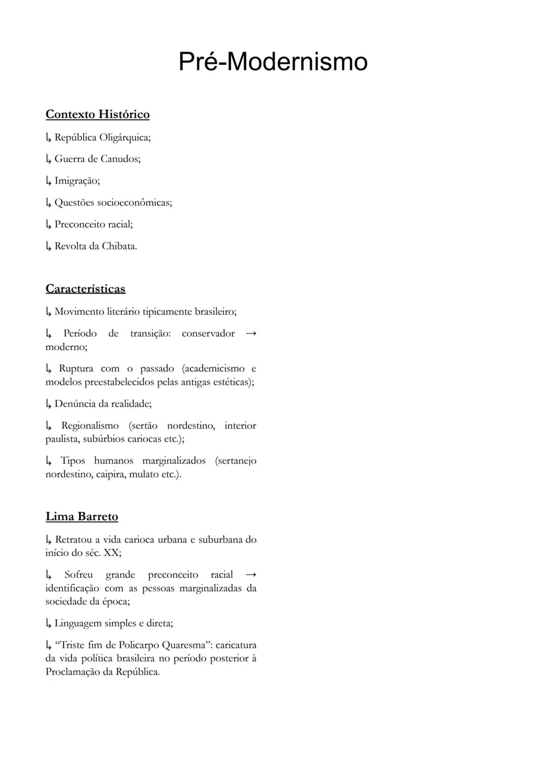 # Pré-Modernismo
## Contexto Histórico
* República Oligárquica;
* Guerra de Canudos;
* Imigração;
* Questões socioeconômicas;
*
