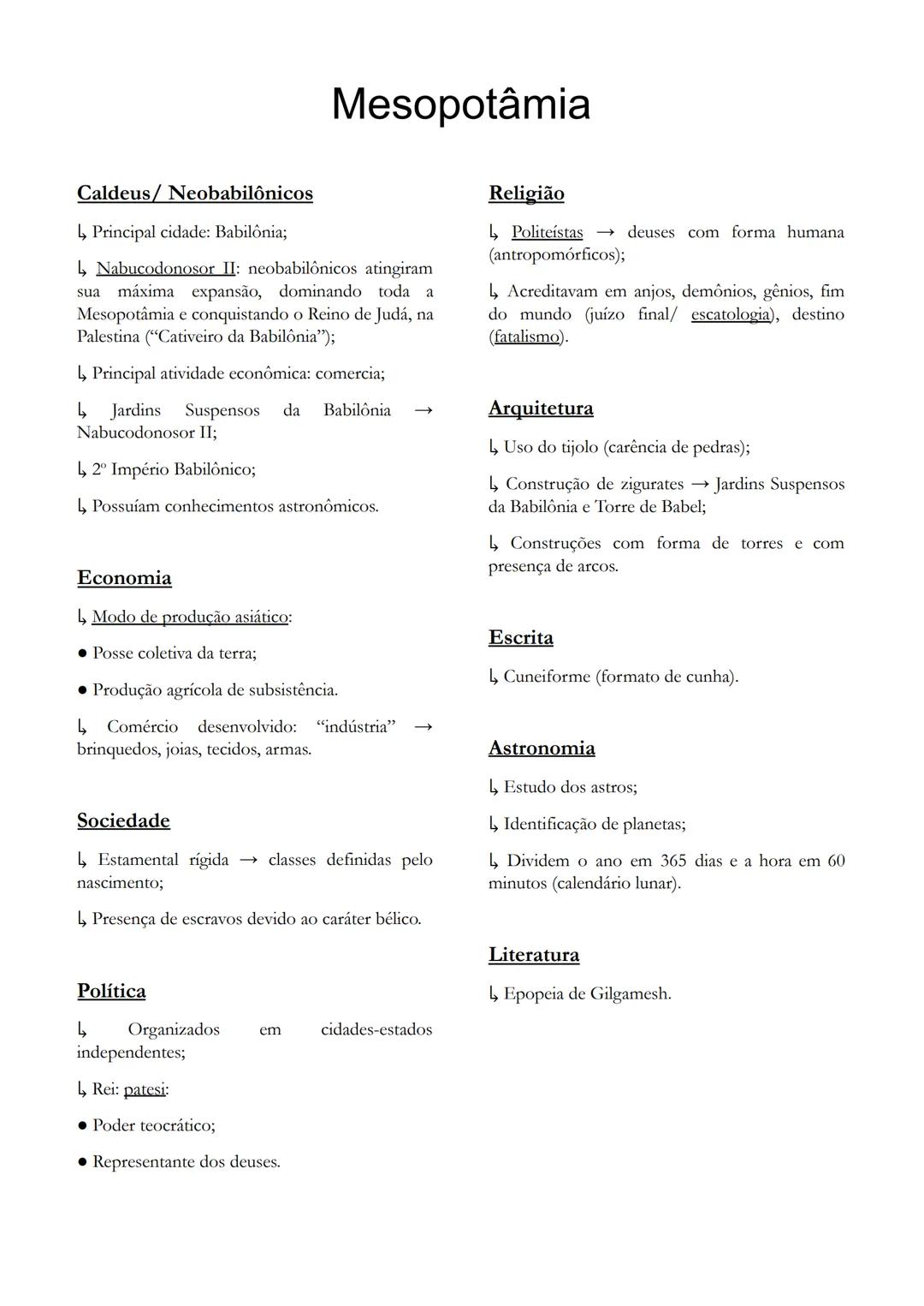 # Mesopotamia
Aspectos Geográficos
↳ Região seca e desértica;
↳ Entre os rios Tigre e Eufrates;
↳ Cheias pouco regulares e constantes
in