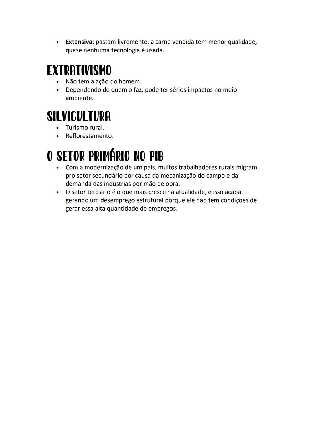 # ESPAÇOS AGRÁRIOS
# AGRICULTURA
- Intensiva: pouca mão de obra, alta mecanização e produtividade,
agrotóxicos e agroindústria (patronal).