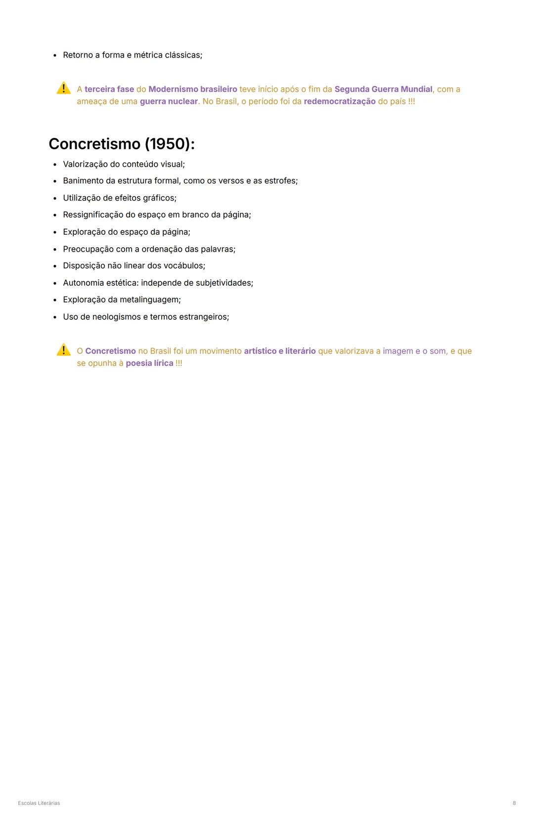 # Escolas Literárias
* Criado @February 4, 2025 11:16 AM
* Aula LITERATURA
* Revisado
## MOVIMENTOS LITERÁRIOS BRASILEIROS ATÉ O SÉCULO XI