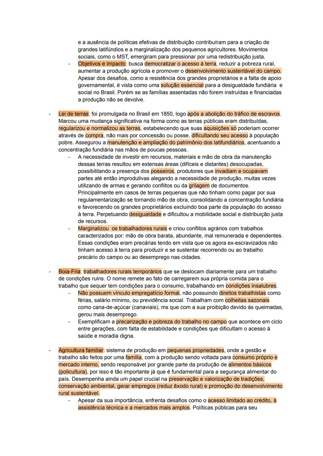 Geografia rural.
★Conceitos da estrutura fundiária brasileira:
- Latifúndio: grandes propriedades de terra concentrada nas mãos de grandes