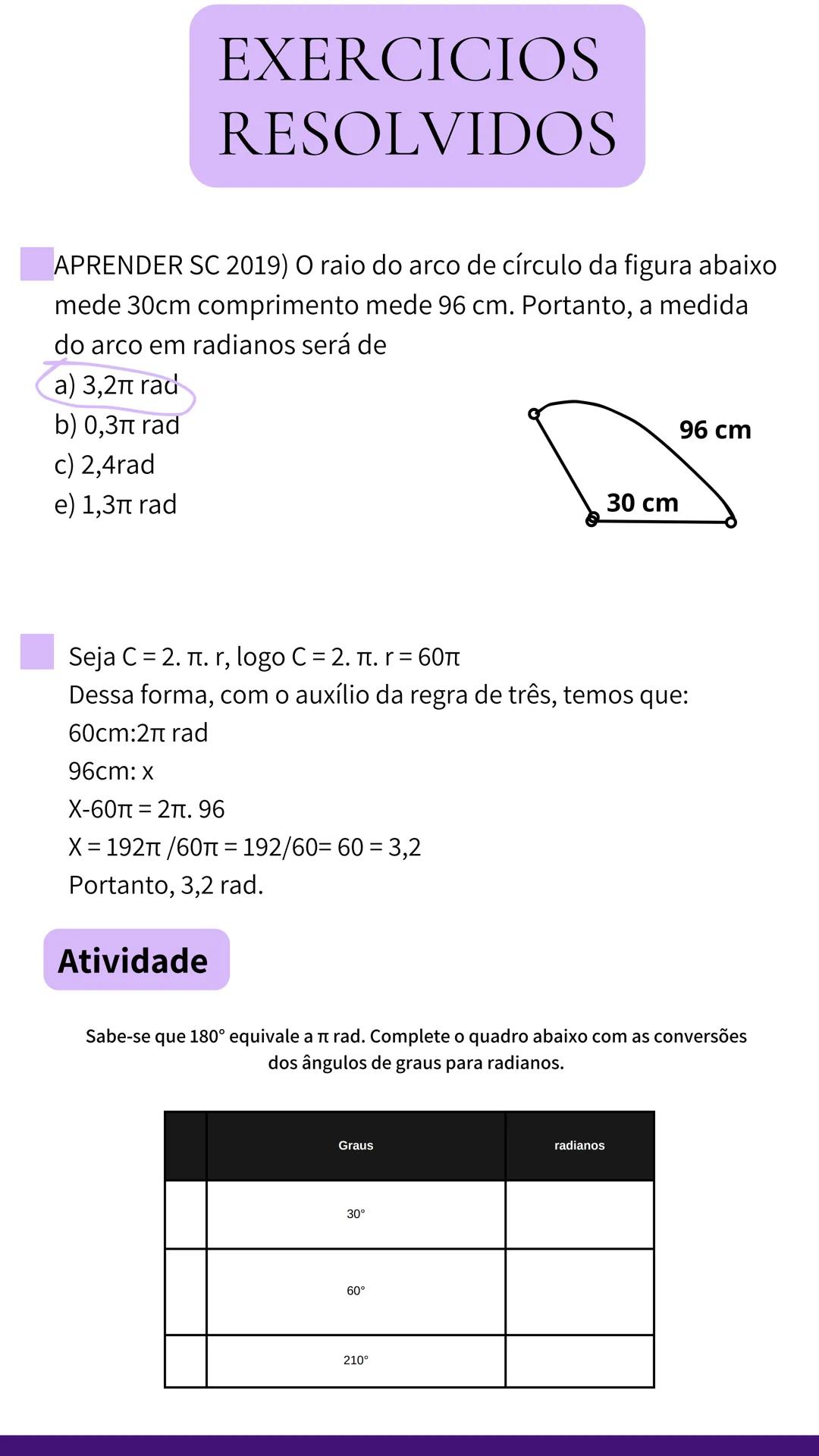 # Arcos e Ângulos
## RESUMO
Chamamos de arco de uma circunferência o comprimento
delimitado entre dois pontos quaisquer perntencentes a es