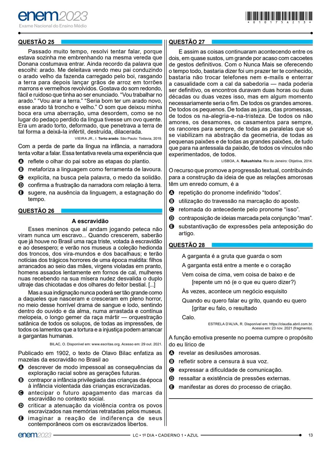 # 1° DIA
EXAME NACIONAL DO ENSINO MÉDIO
PROVA DE LINGUAGENS, CÓDIGOS E SUAS TECNOLOGIAS E REDAÇÃO
PROVA DE CIÊNCIAS HUMANAS E SUAS TECNOLO