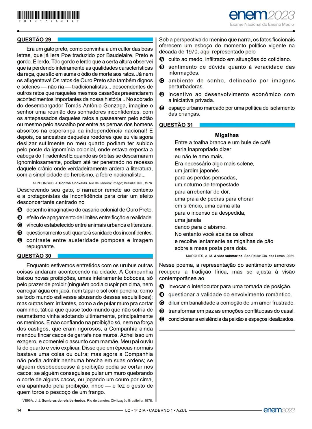 # 1° DIA
EXAME NACIONAL DO ENSINO MÉDIO
PROVA DE LINGUAGENS, CÓDIGOS E SUAS TECNOLOGIAS E REDAÇÃO
PROVA DE CIÊNCIAS HUMANAS E SUAS TECNOLO